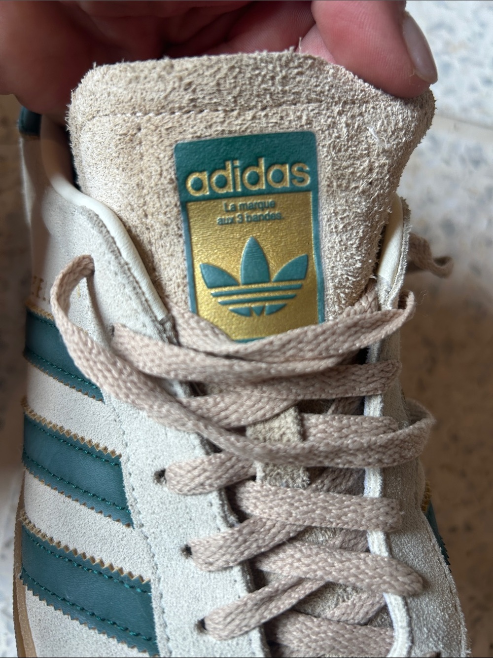 Adidas Gazelle Women's Beige Tan and Green Sneakers - Picture 7 of 7